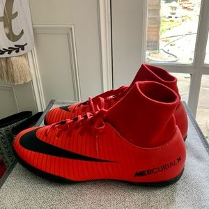 Nike Mercurial X indoor soccer shoes.